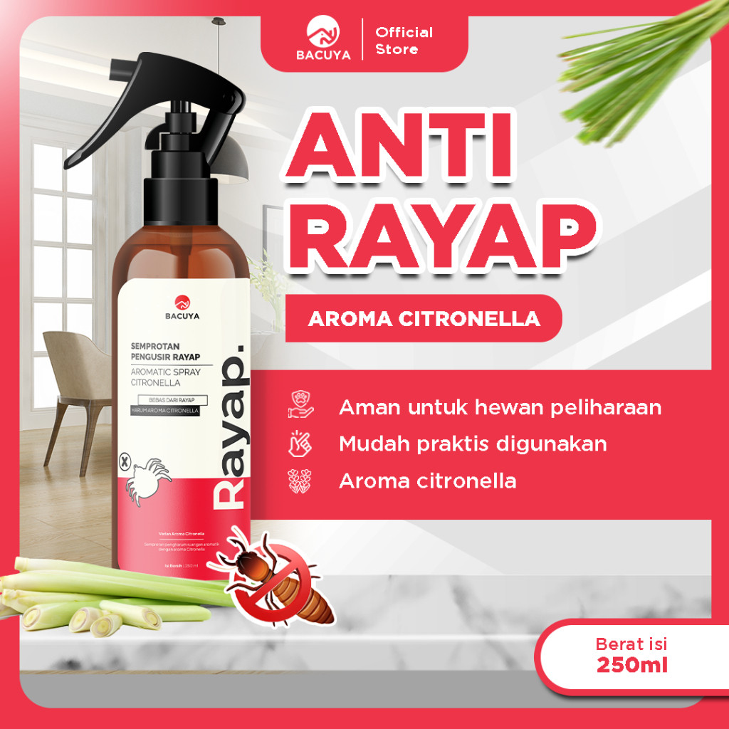 BACUYA Aromatic Spray Pembasmi Rayap Pada Kayu Meja Kursi Rumah Bebas Hama Tanpa Bau Menyengat