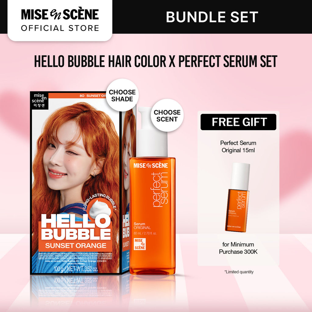 [PAKET HEMAT ISI 2] mise en Scene Hello Bubble Hair Color + Perfect Serum 80ml - Paket Perawatan Ram