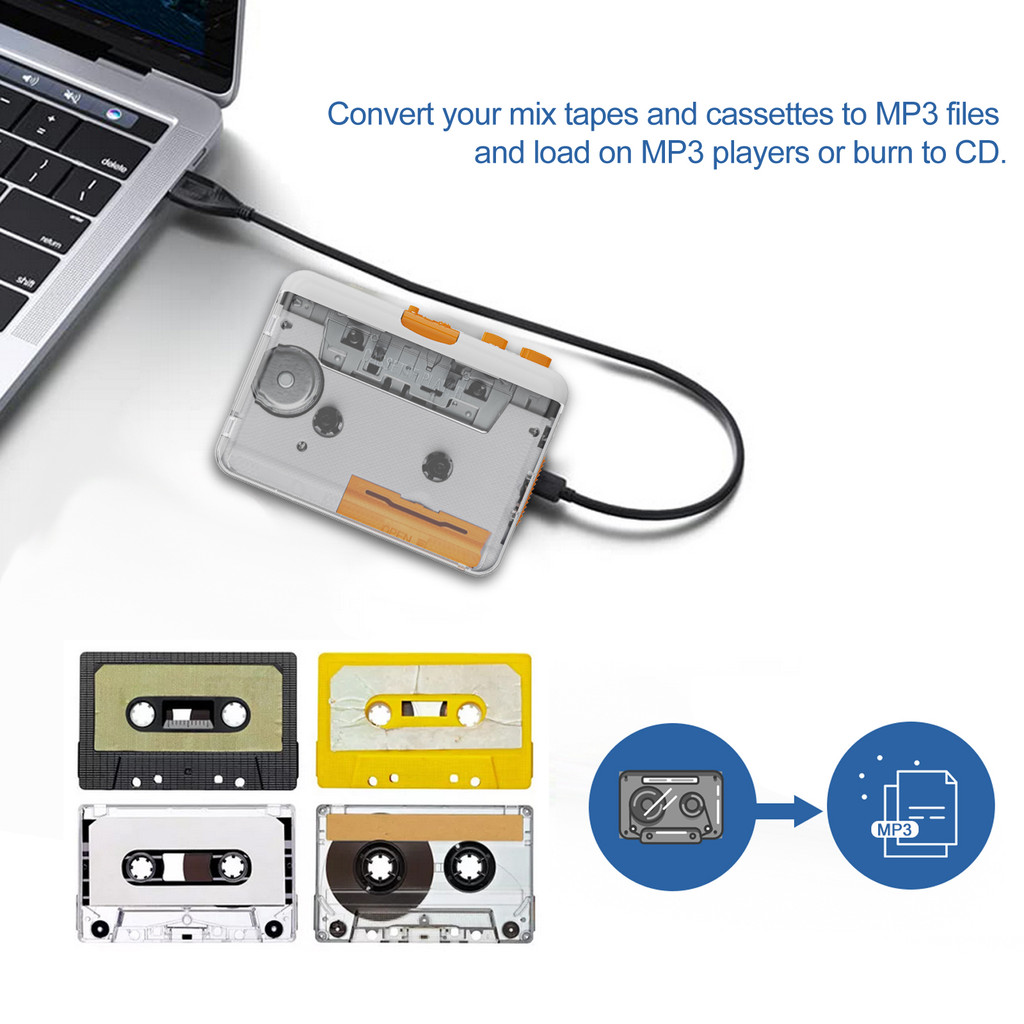 Cassette Recorder Cassette Tape Player Cassette Tape Player Recorder Portable USB Cassette to MP3 Co