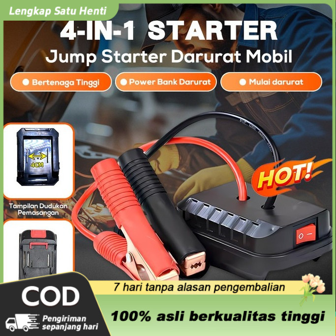 CODStarter jumper mobil portabel Starter jumper aki mobil   Kotak jumper portabel baterai lithium   