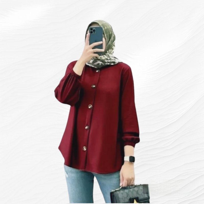 Kemeja Wanita Kemeja Jumbo Ld120&Ld105 Atasan Wanita Bahan Cringkle Airflow Atasan Hijab Atasan Musl