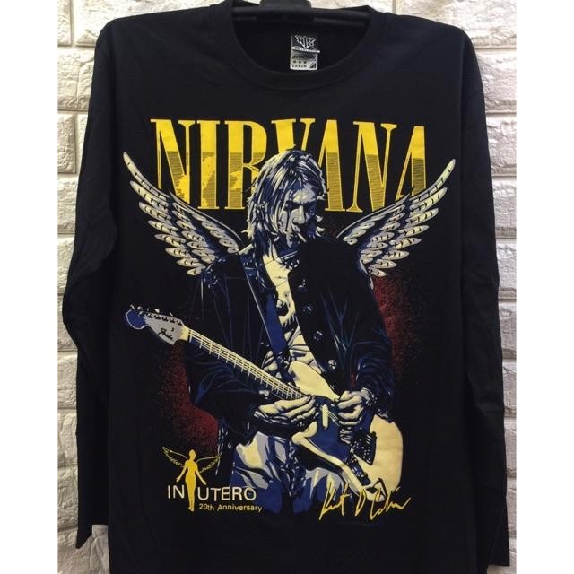 . Kemeja Hitam Lengan Panjang Rock Band Nirvana