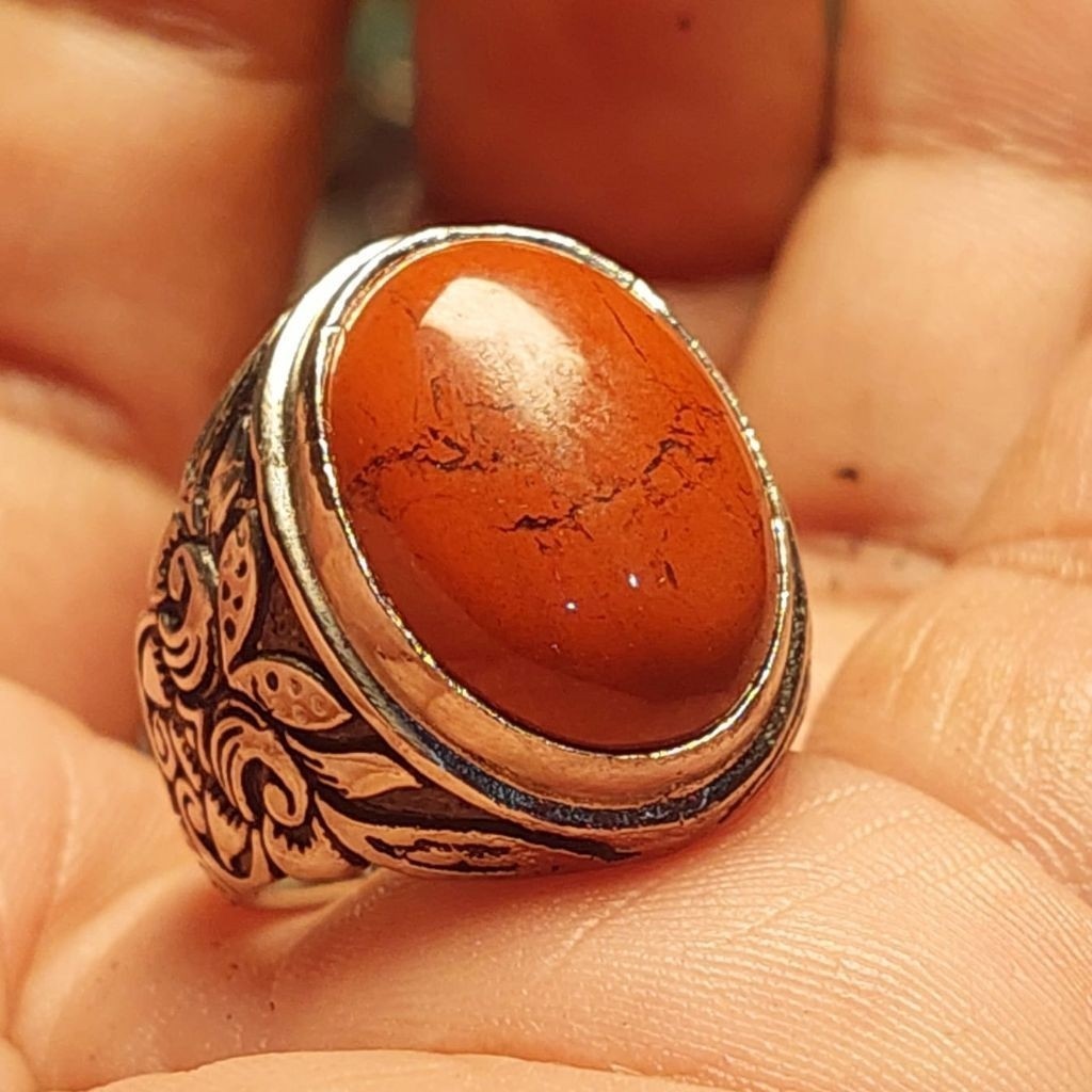 Cincin Batu Akik Ati Ayam / Red Jasper Merah Hati /A1 permata