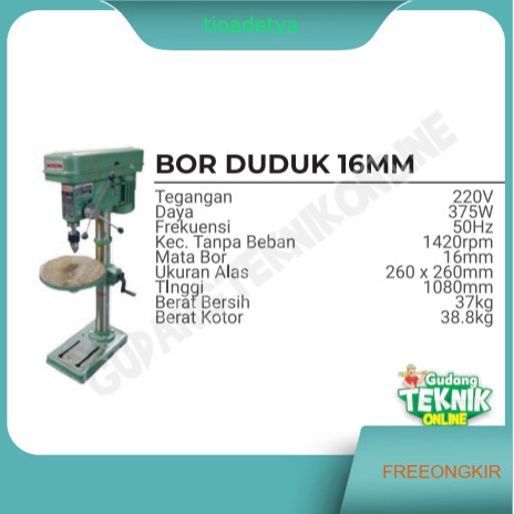 Mesin Bor Duduk 16mm MODERN ZJQ4116 / Mesin Bor Duduk Listrik Kayu Besi 16 mm MODERN ZJQ 4116