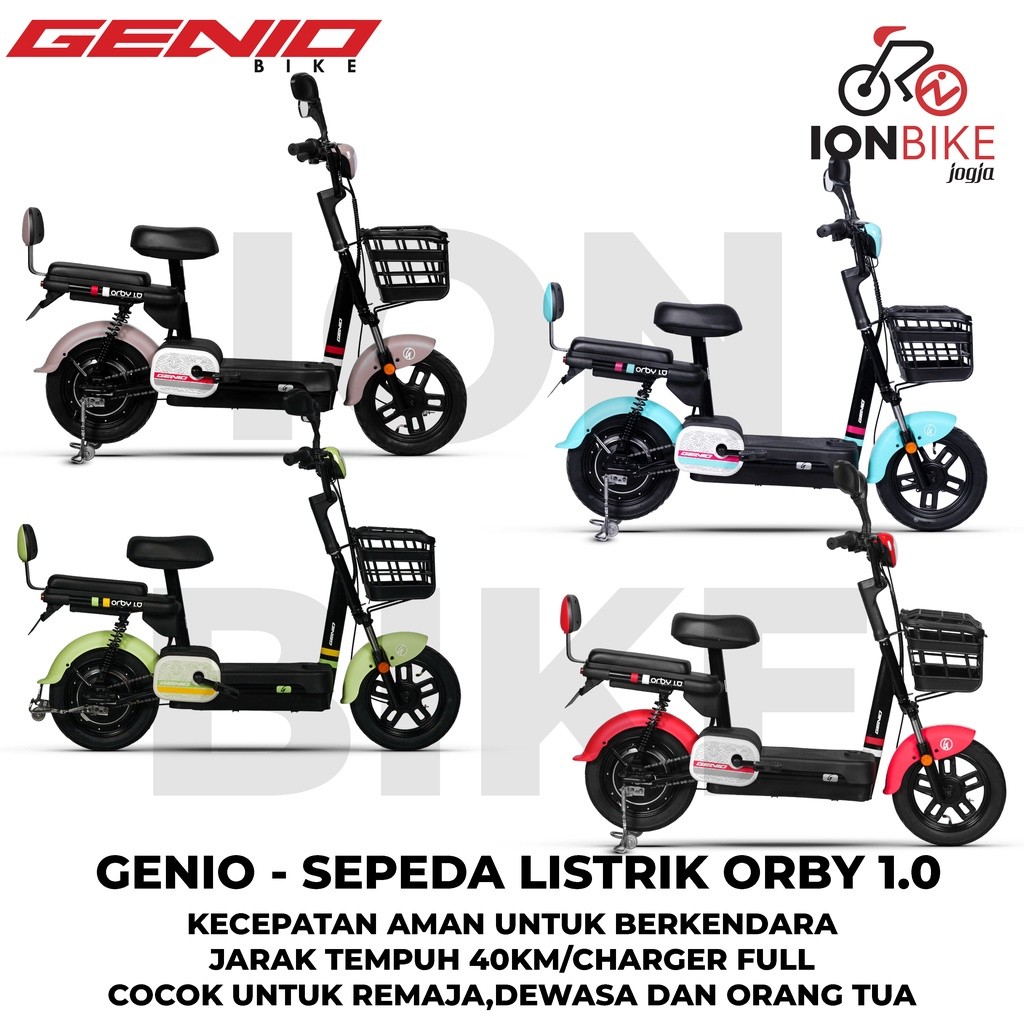 Sepeda Listrik Genio Orby 1.0 350 Watt 36 V Terbaru Elektrik Electric E-Bike Selis Moped 350W  36V A