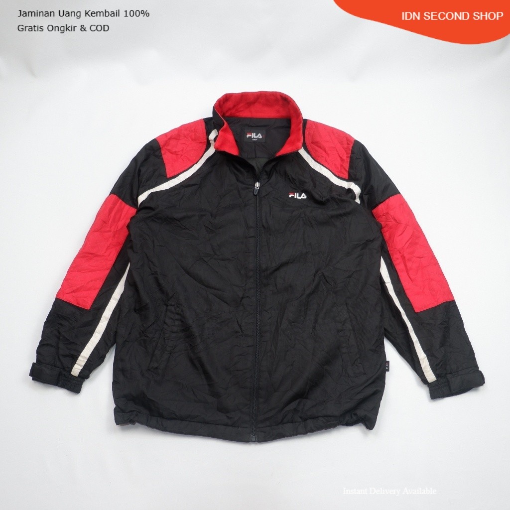 FILA Original Authentic Retro Color Block Track Jacket - Black/Red/White - Preloved