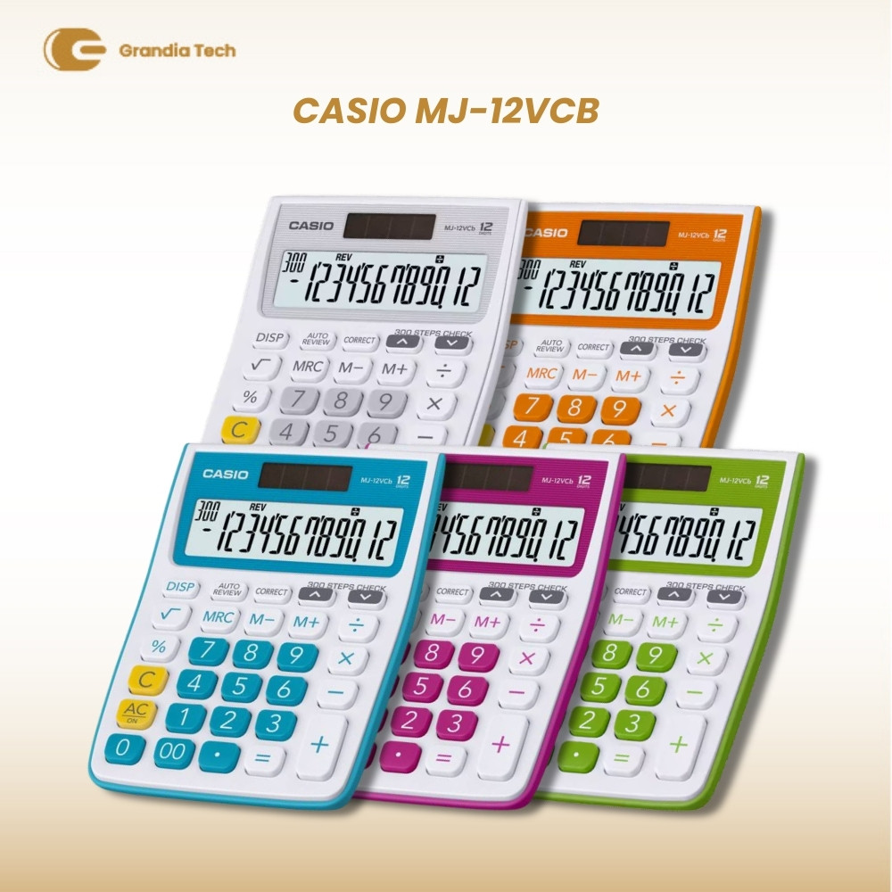 Casio MJ-12VCB Kalkulator Meja 12 Digit Dual Power Solar Battery Original