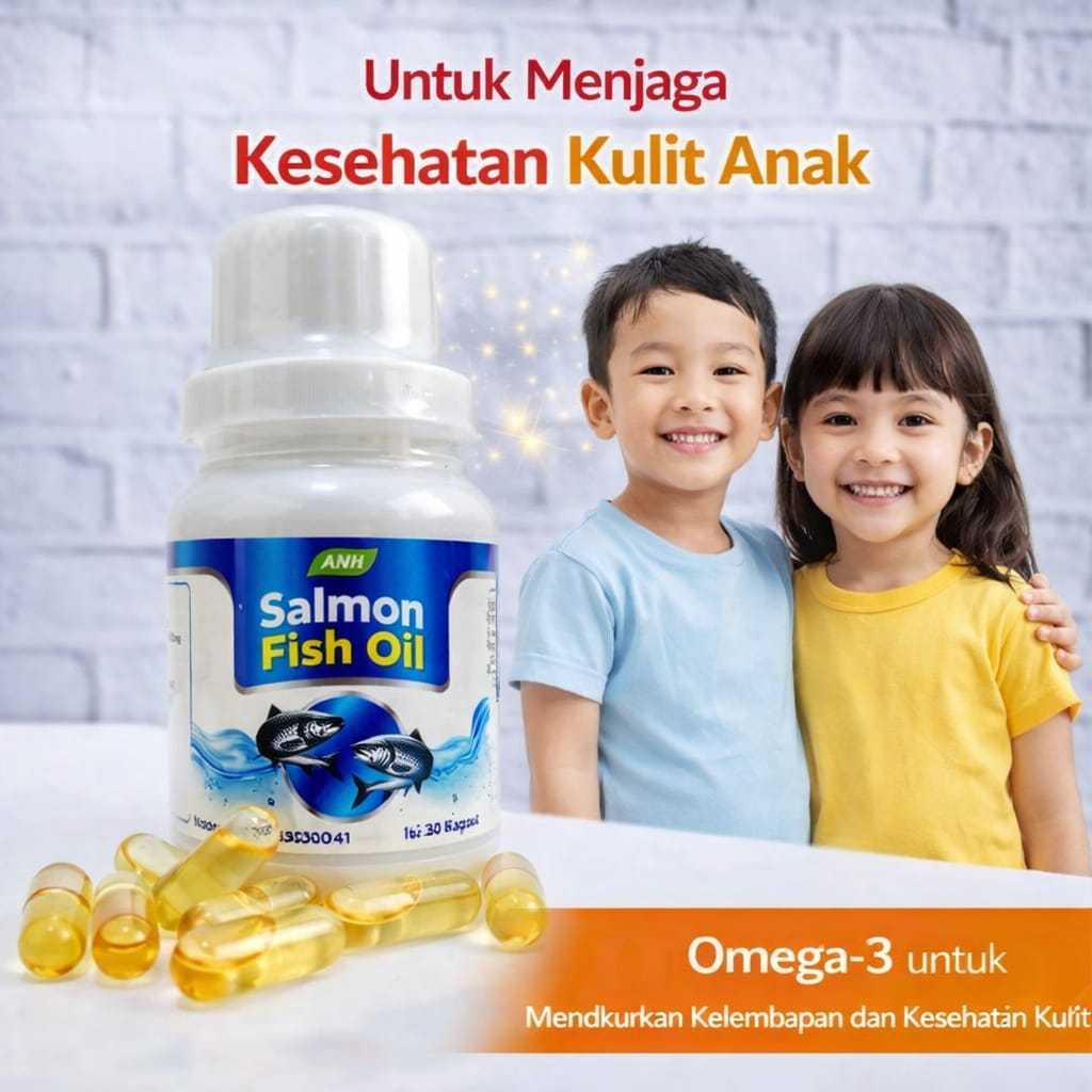 Suplemen Menjaga Kesehatan Kulit Anak Vitamin Minyak Ikan Salmon Fish Oil 30 Kapsul a