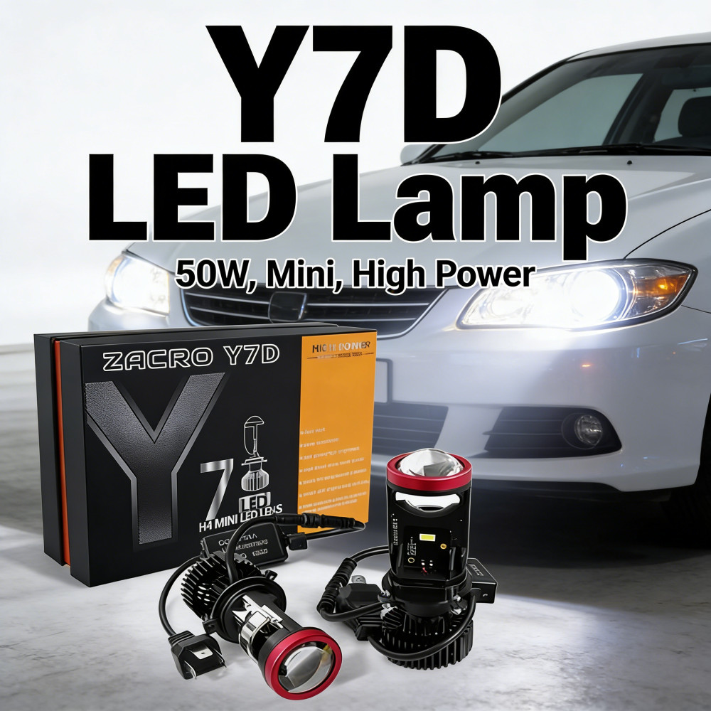 Lampu Mobil Y7D 50W Led Mini Proyektor Super Terang Y7DH4 Sorot Motor