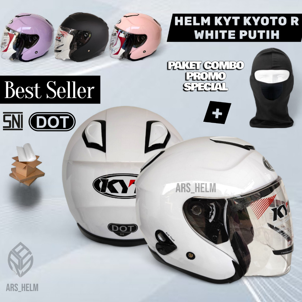 HELM KYT KYOTO R SOLID WHITE|PUTIH KYT ORIGINAL | READY SIZE JUMBO XXL