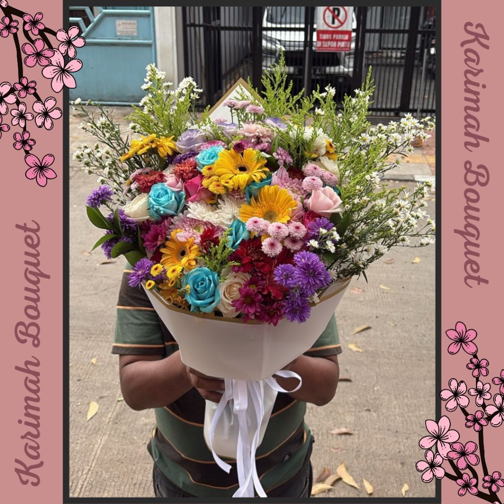 INSTANT HARI INI Buket Bunga Mix Flower Wisuda JUMBO / Thumbelina Bouquet Bunga / Bucket Bunga Wisud