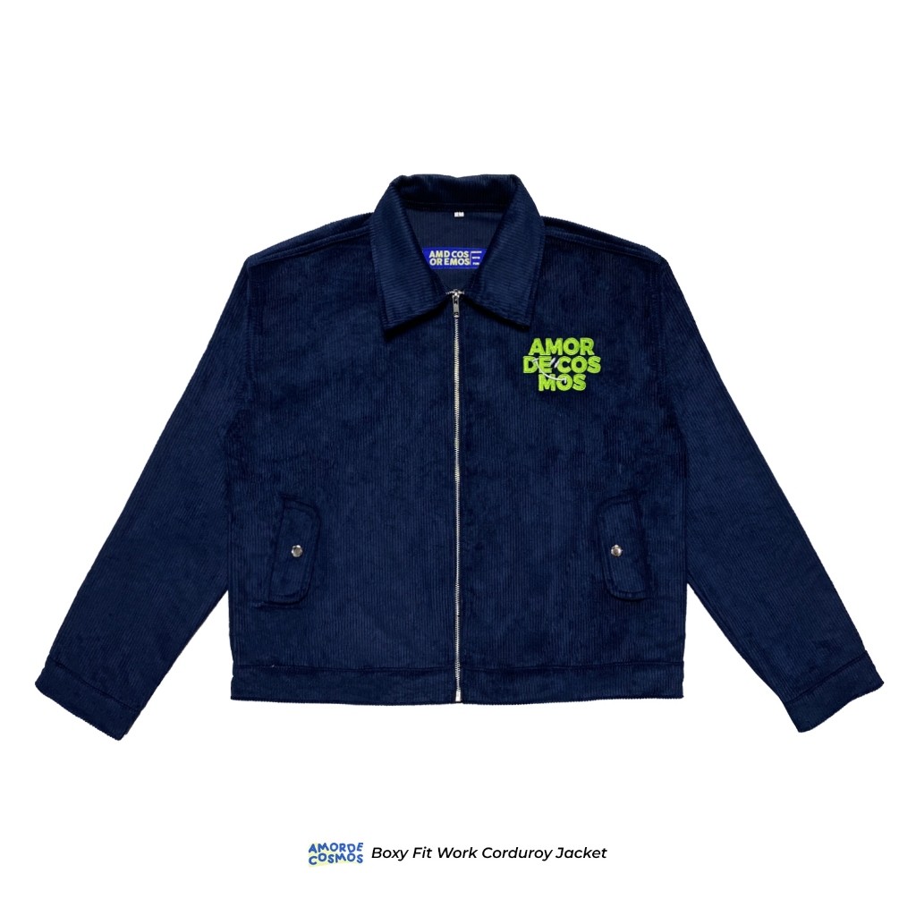 Work Jacket Boxy Corduroy Kuro Navy Amor De Cosmos