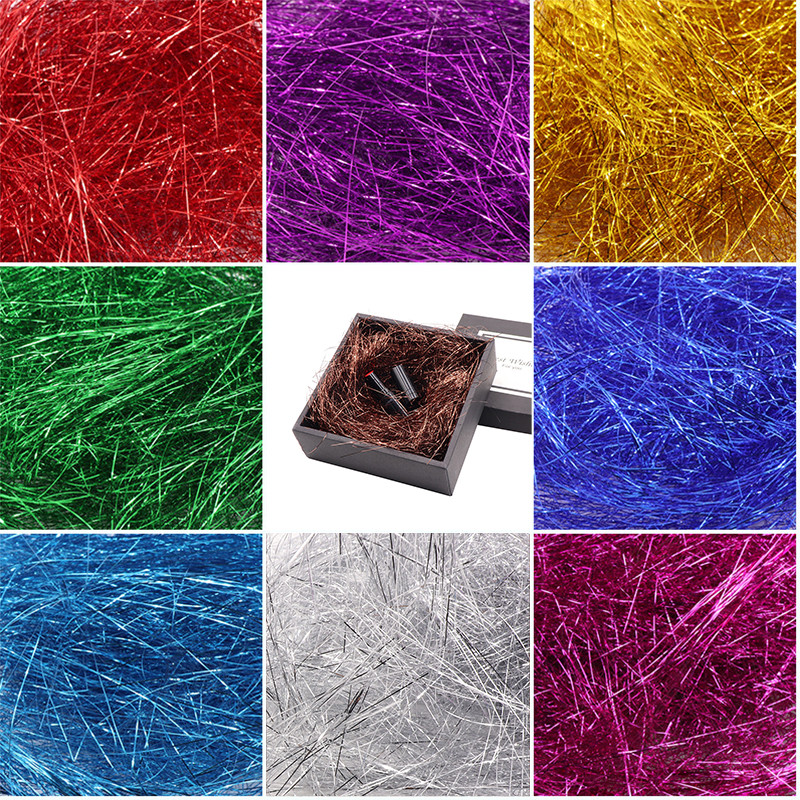 1mm Y Paper Raffia Shredded Confetti Crinkle Paper Gold Silver Colored Silk Cosmetic Packaging Wedng