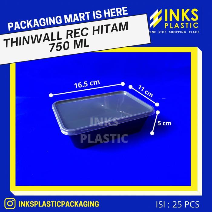 THINWALL PERSEGI 750 ML WARNA HITAM (25 PCS)