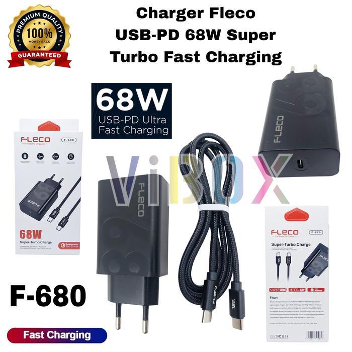 Travel Charger Fleco F-680 68W Type C To C Super Fast Charging