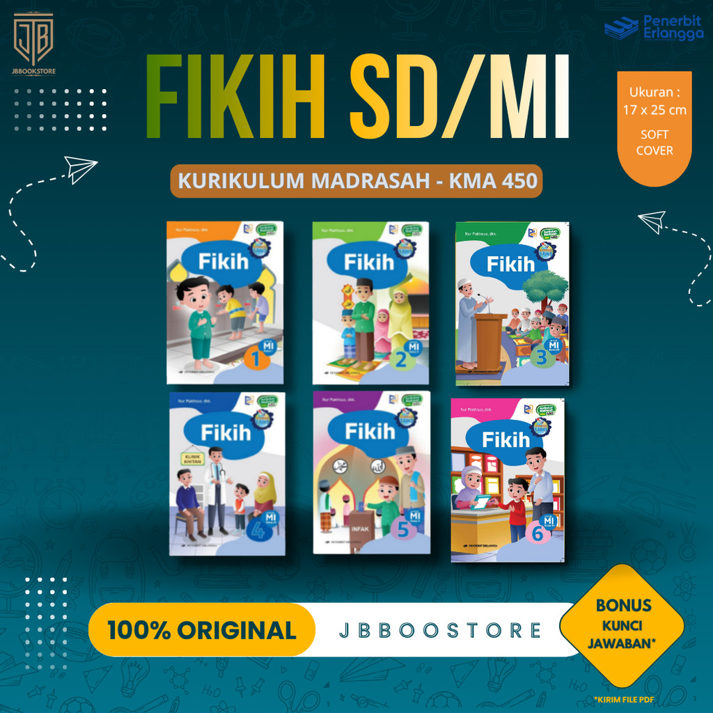 [ Erlangga ] Buku Fikih Kelas 1 2 3 4 5 6 SD/MI Kurikulum Madrasah KMA 450