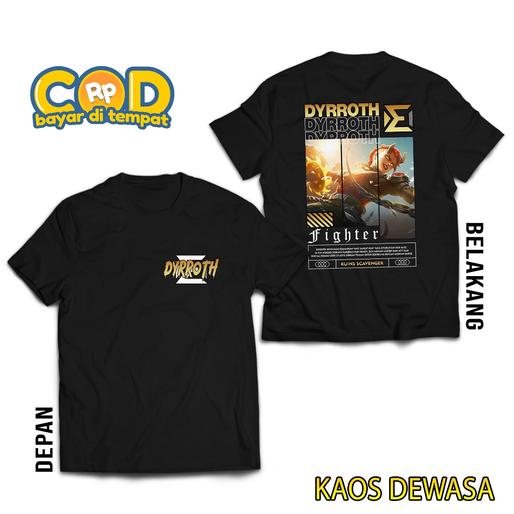 KAOS MOBILE LEGEND DYRROTH - KAOS DYRROTH RUINS SCAVENGER - KAOS ML VIRAL - T-SHIRT PRIA - ATASAN PR