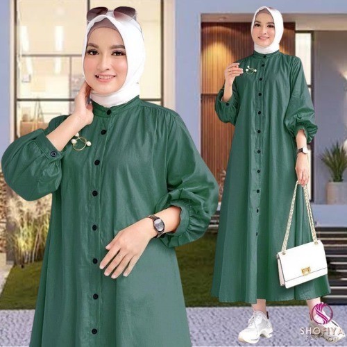 BJP - Dress Gamis Midi Dress Polos Gaun Wanita Muslimah