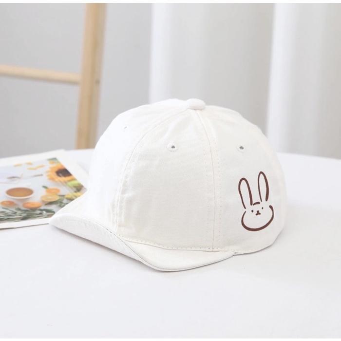 Topi Baseball Anak Balita Laki laki Perempuan Motif Polos AnimalMusim Panas - Putih - rait