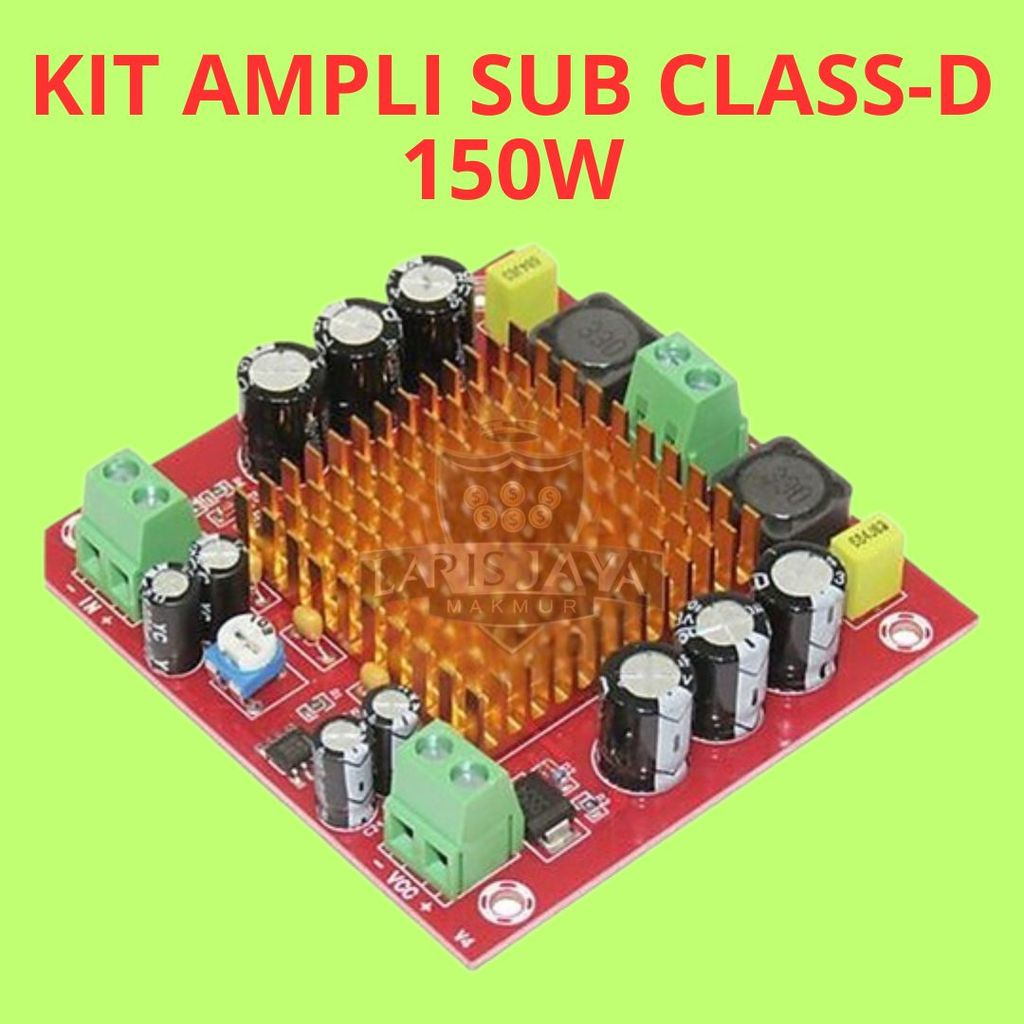 Kit Power Ampli Mono Subwoofer Class D 150W TPA3116 DC 12V–24V Siap Rakit