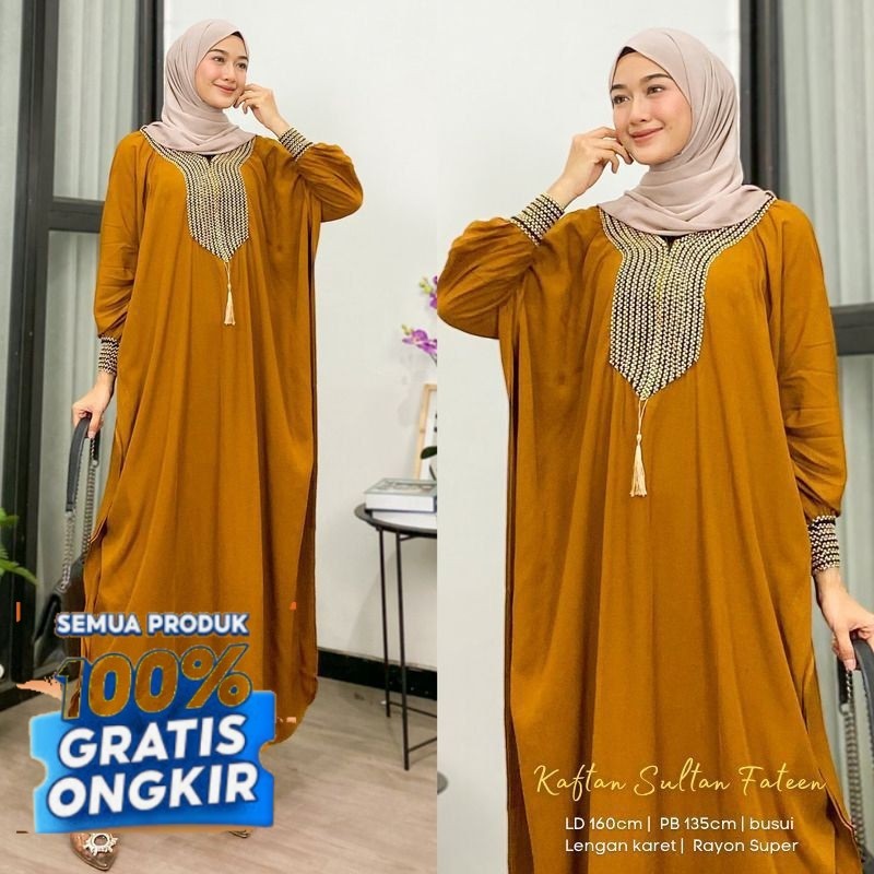 Gamis Kaftan Sultan Terbaru Gamis Wanita Jumbo Gamis Kondangan Kaftan Arab Renda- pakaian wanita lai