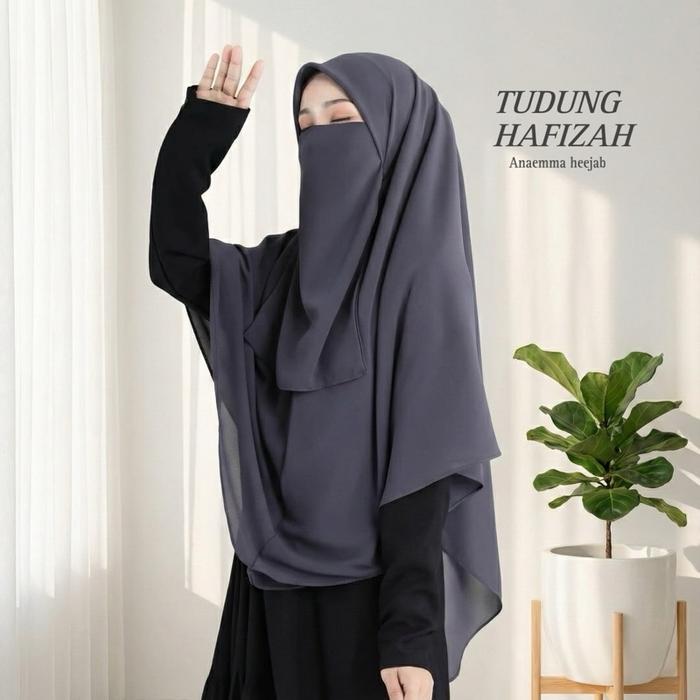 Jilbab Syari Jumbo Premium Segi Empat Instan + Free Cadar Tudung Hafizah Bisnis Pad Muslim Layer