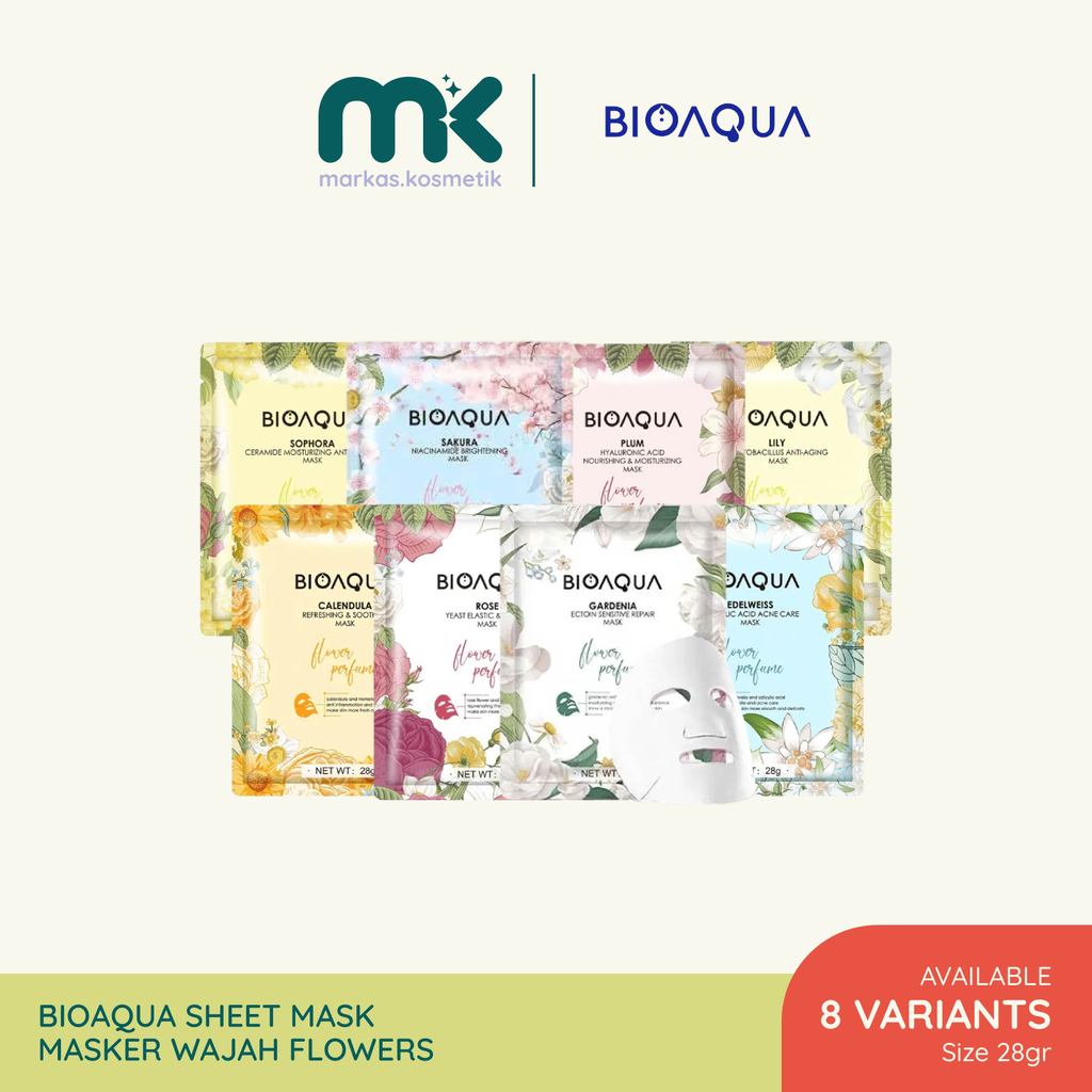 Markas.Kosmetik - Bioaqua Sheet Mask Masker Wajah Flowers Series