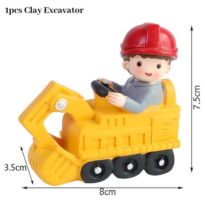 PROMO Konstruksi Mainan Dekorasi Kue Ulang Tahun Topper Cupcake untuk Perlengkapan Nikmat Pesta Ulan