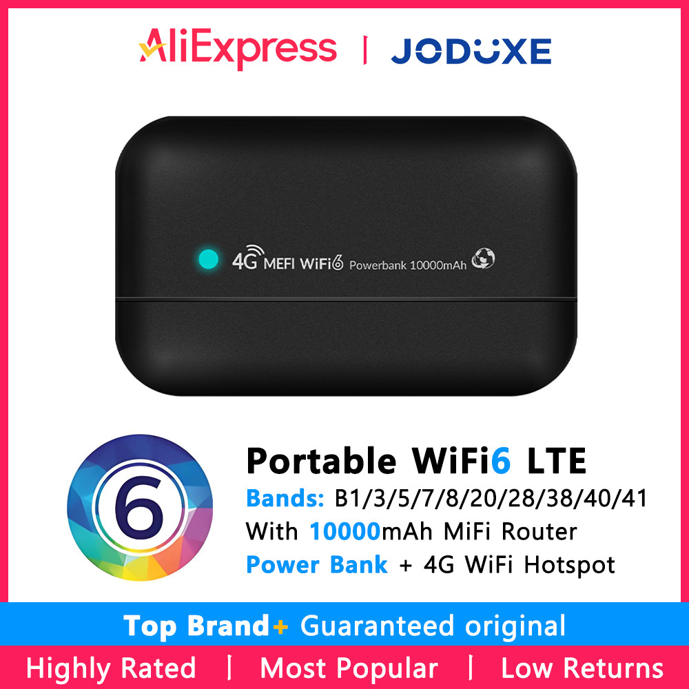 JODUXE 4G LTE WiFi Router WiFi 6 10000mAh Mobile WiFi Wireless Modem Pocket WiFi 300Mbps Hotspot Glo
