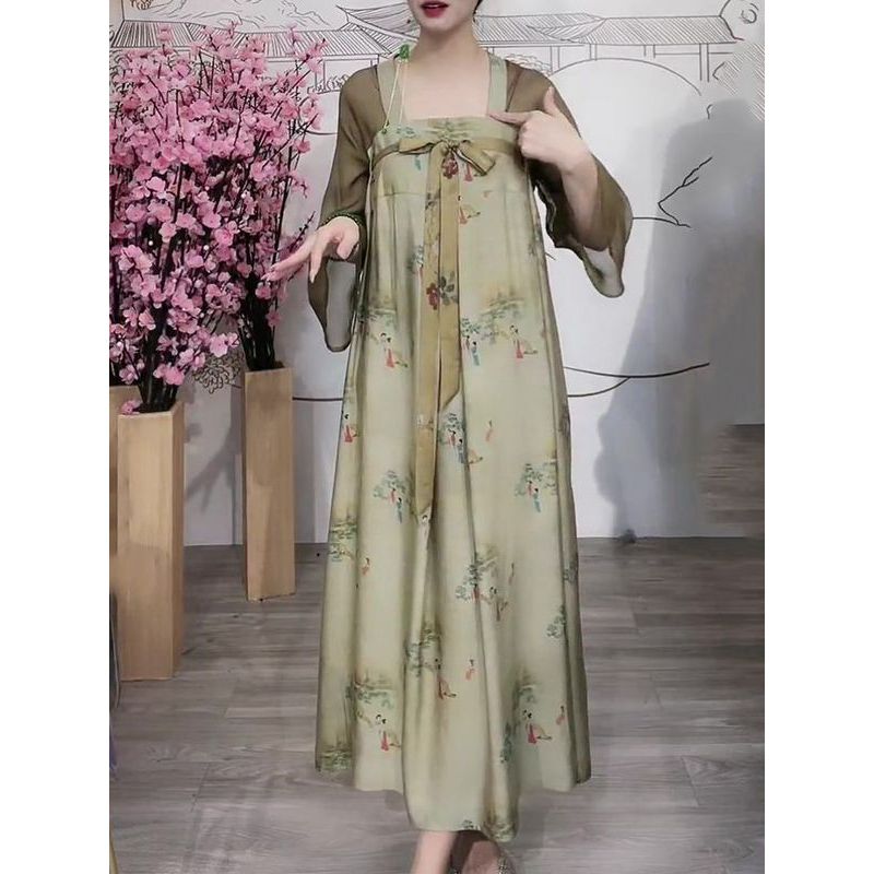 [COD] Gaun Hanfu modern bergaya retro longgar ramping dan pas badan untuk wanita