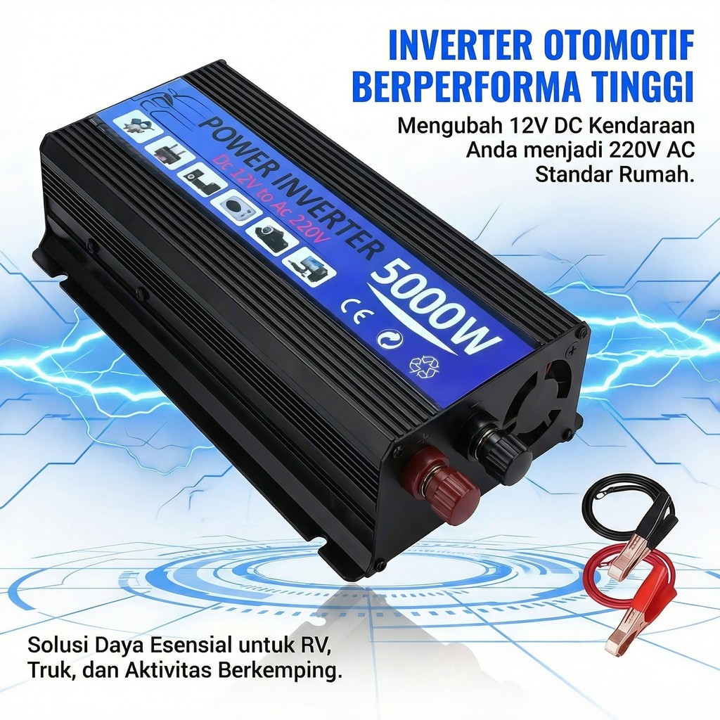 Power Inverter Digital 5000/4000 Watt / Inverter 4000W DC 12V Ke AC 220V Dengan Dual Port Usb 2.1A