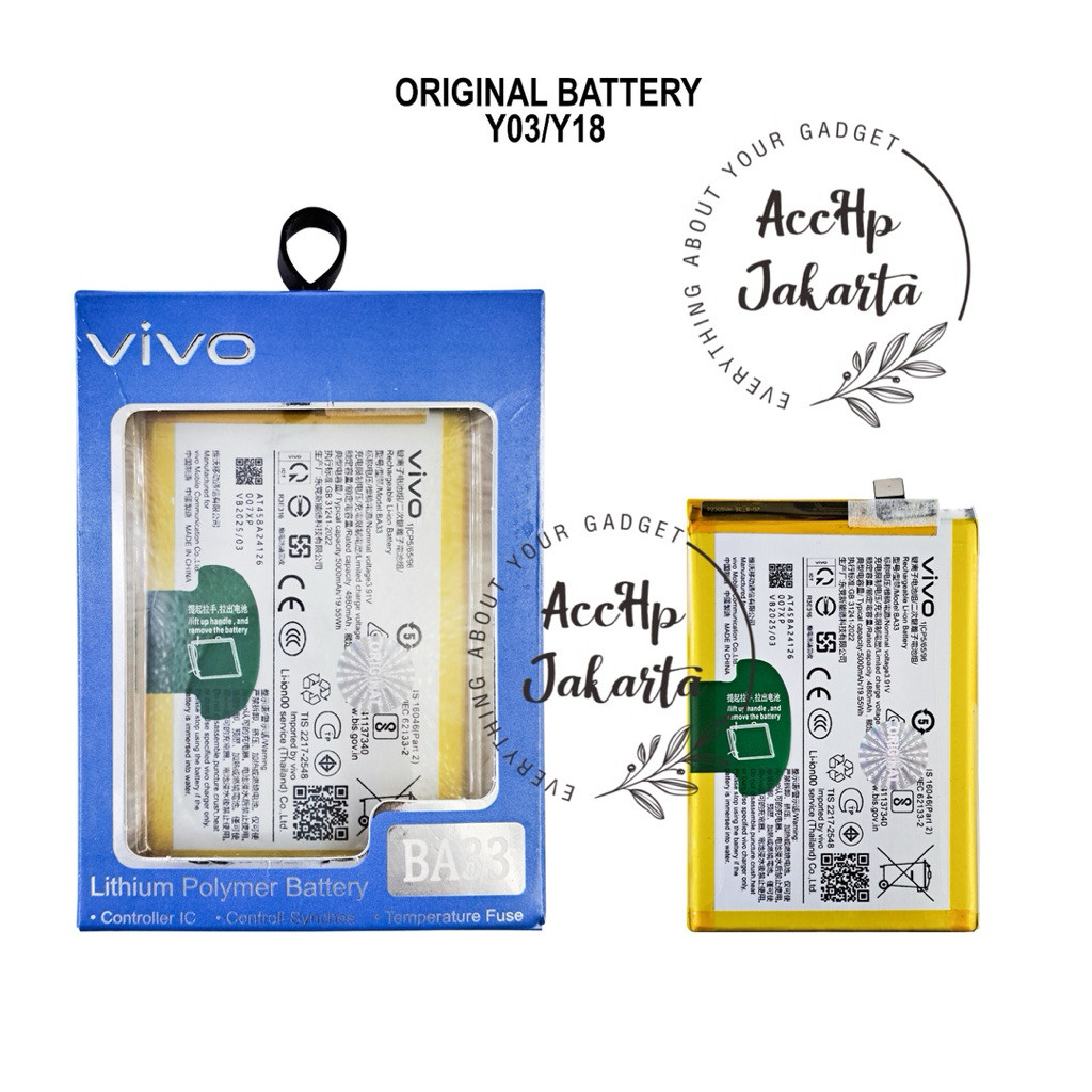 Baterai Batre BA33 Vivo Y03 / Y18 BA33 Batu Batrei Batrai BA 33 Battery Original  Distributor vivo
