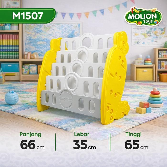 Touko Beaju Molion Rak Penyimpanan Anak M1507 Motif Wortel 4 Tingkat Serbaguna dengan 4 Roda & Meja 