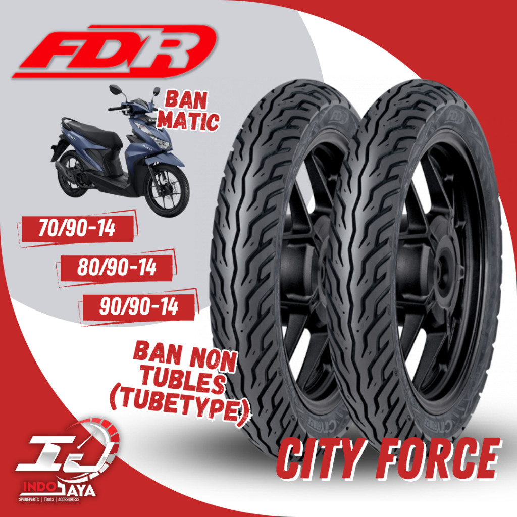 [READY COD] BAN LUAR TUBETYPE FDR CITY FORCE (70/90-14 - 80/90-14 - 90/90-14) BAN NON TUBLES / NON T