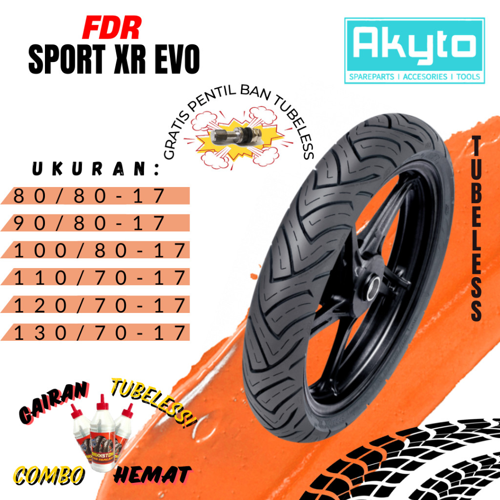 BAN FDR XR EVO RING 17 / BAN TUBELESS FREE PENTIL / BAN R17 / BAN MOTOR BEBEK SUPRA X REVO BLADE SON