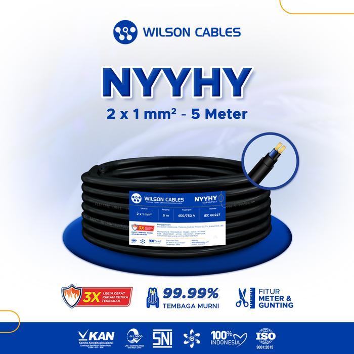 Kabel NYYHY 2x1 mm2 5 Meter Hitam - Kabel Listrik Tembaga Wilson Cables - Hitam