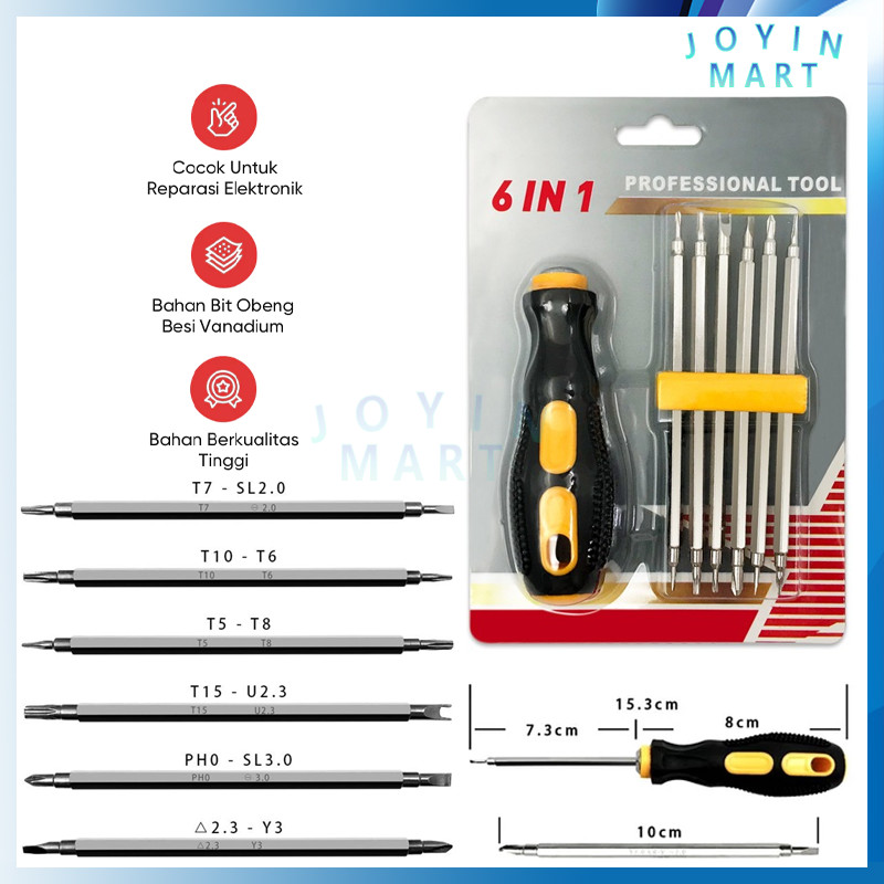 Obeng Set 7 Pcs Bolak Balik - 12 Mata Obeng Y/U Plum Blossom Segitiga Obeng Multifungsi