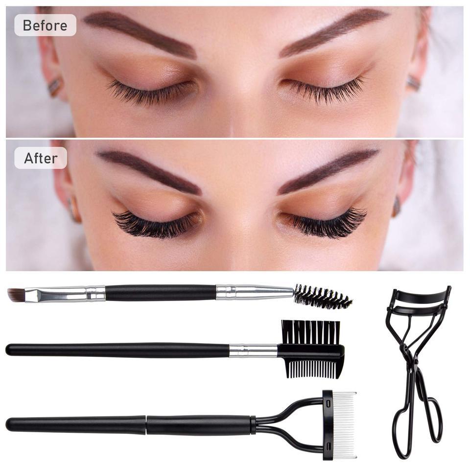 3/4Pcs Eyelash Comb Lashes Curler, Eyebrow Brush Comb Eyelashes Separator Tool Double Ended Professi
