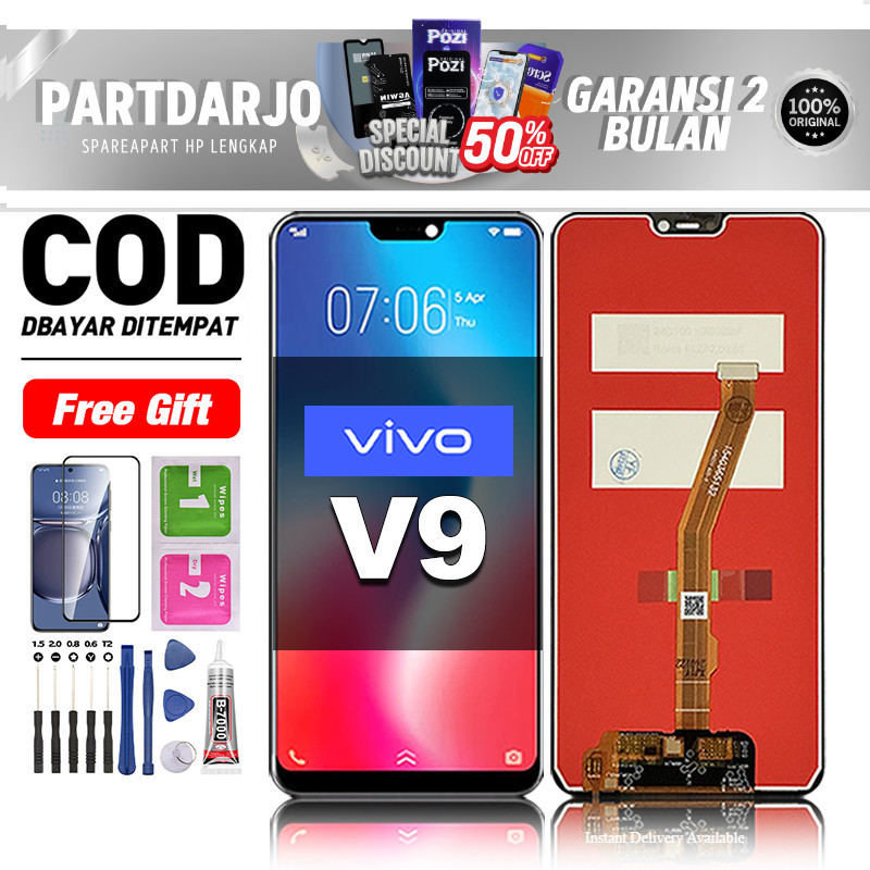 LCD VIVO V9 Fullset hp layar Touchscreen untuk Glass Touch Screen Digitizer COD original free lem-as
