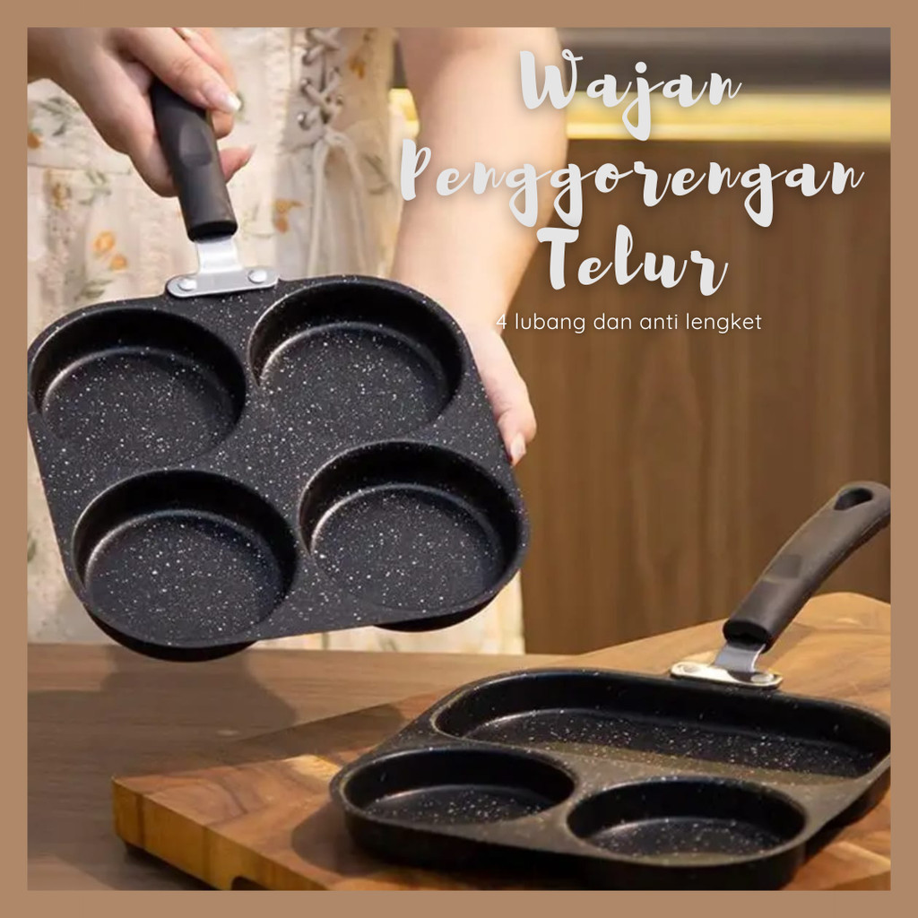 [Gloria] Wajan Penggorengan Telur / Cetakan Telur Ceplok Teflon Telur 4 Lobang Anti Lengket