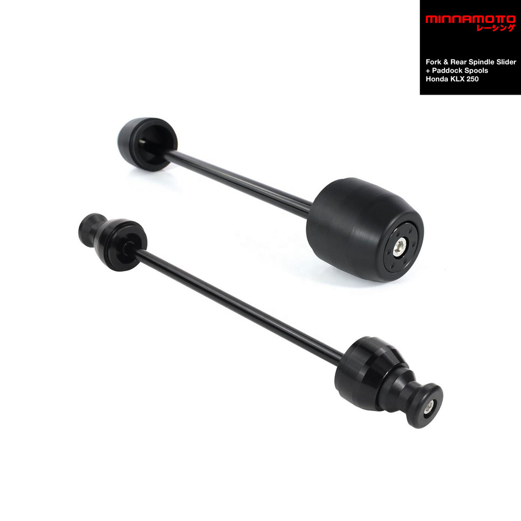 MINNAMOTO FORK & REAR SPINDLE SLIDER + PADDOCK SPOOLS KAWASAKI KLX 250 As Roda Depan Belakang + Jalu
