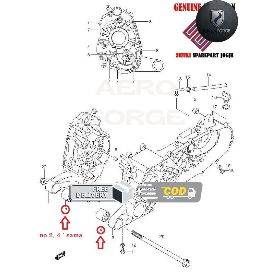 AeroForge- 11315B46G00N000 Bush Engine Mounting Suzuki Skywave 125 Ori