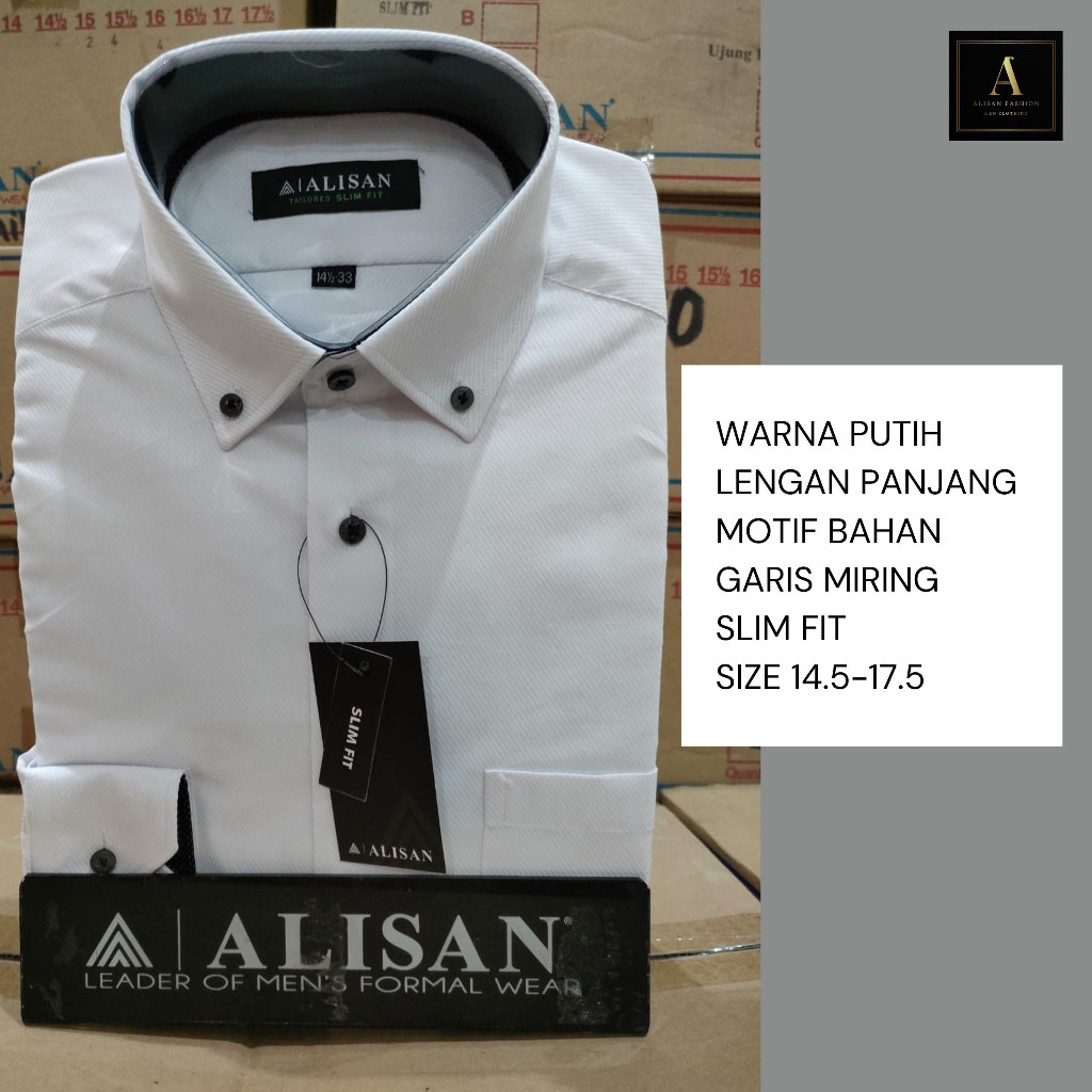 PREMIUM - Alisan Kemeja Pria Lengan Panjang Motif Garis SLIM FIT- pakaian pria lainnya