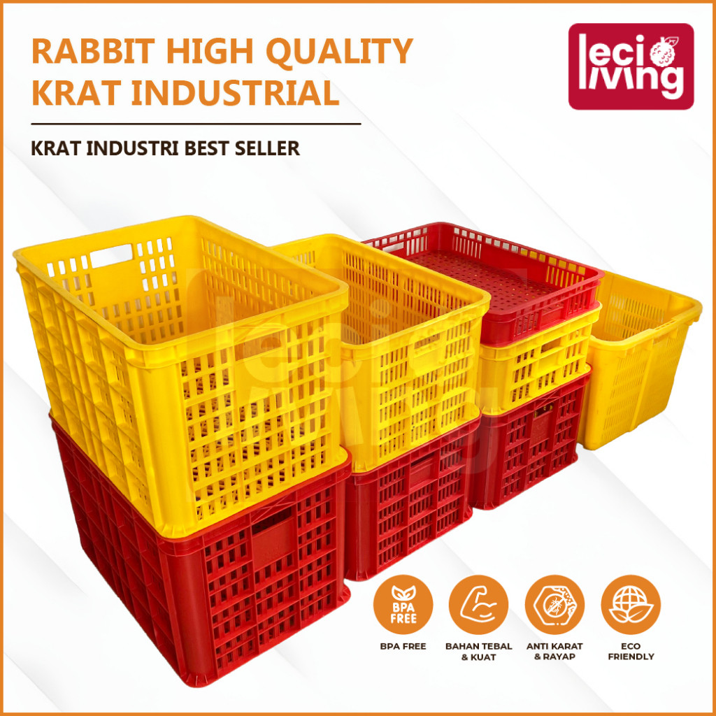 RABBIT HIGH QUALITY KRAT INDUSTRIAL - Keranjang Serbaguna / Krat Industri Tebal / Keranjang Buah