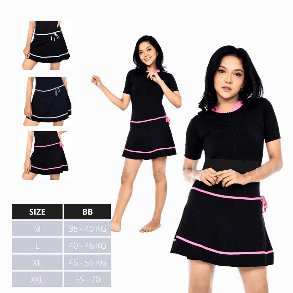 Baju Renang Wanita Dewasa Baju Renang Rok Pendek Diving Polos Model Rok Inner Celana Pendek