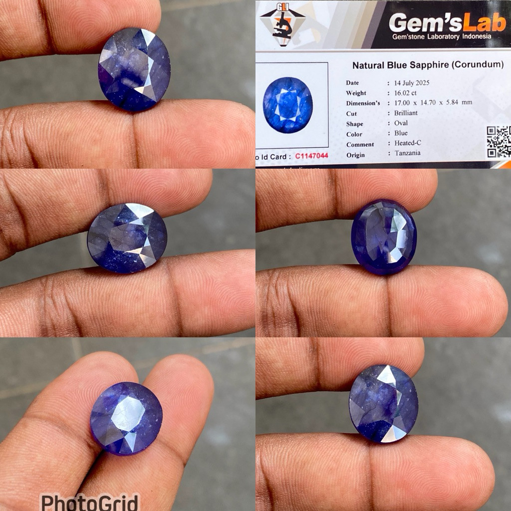 Natural blue safir corondum Tanzania batu blue safir africa big size dim 17.00 x14.70x5.84 CT 16.02