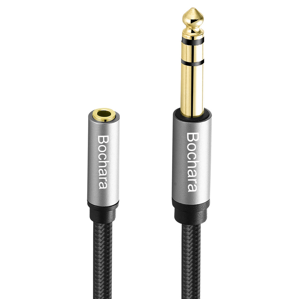 Boara Braided 1/8" 3.5mm Stereo Female to 1/4" 6.35mm TRS Male Converter OFC Auo Cable Shielded 30cm