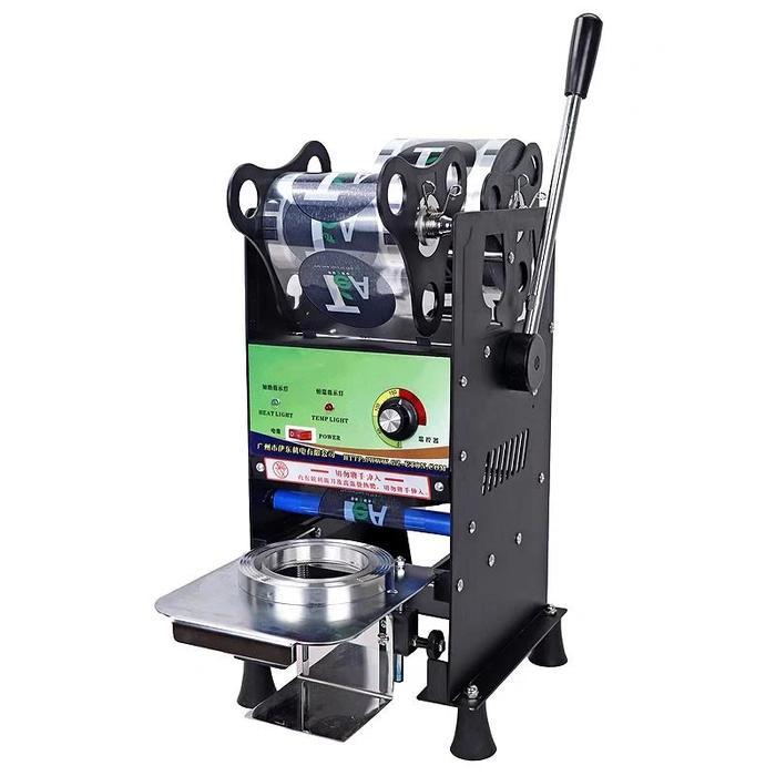 Reaim Mesin Cup Sealer Press Gelas Plastik 8-26 Oz Manual Kokoh Tahan Karat Cocok untuk Bubble Tea T