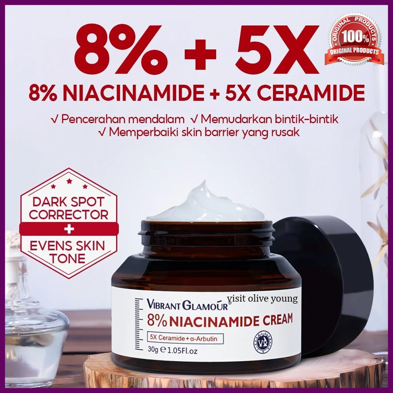 Vibrant Glamour 8% Niacinamide Pemutih Moisturizer Cream 30gr