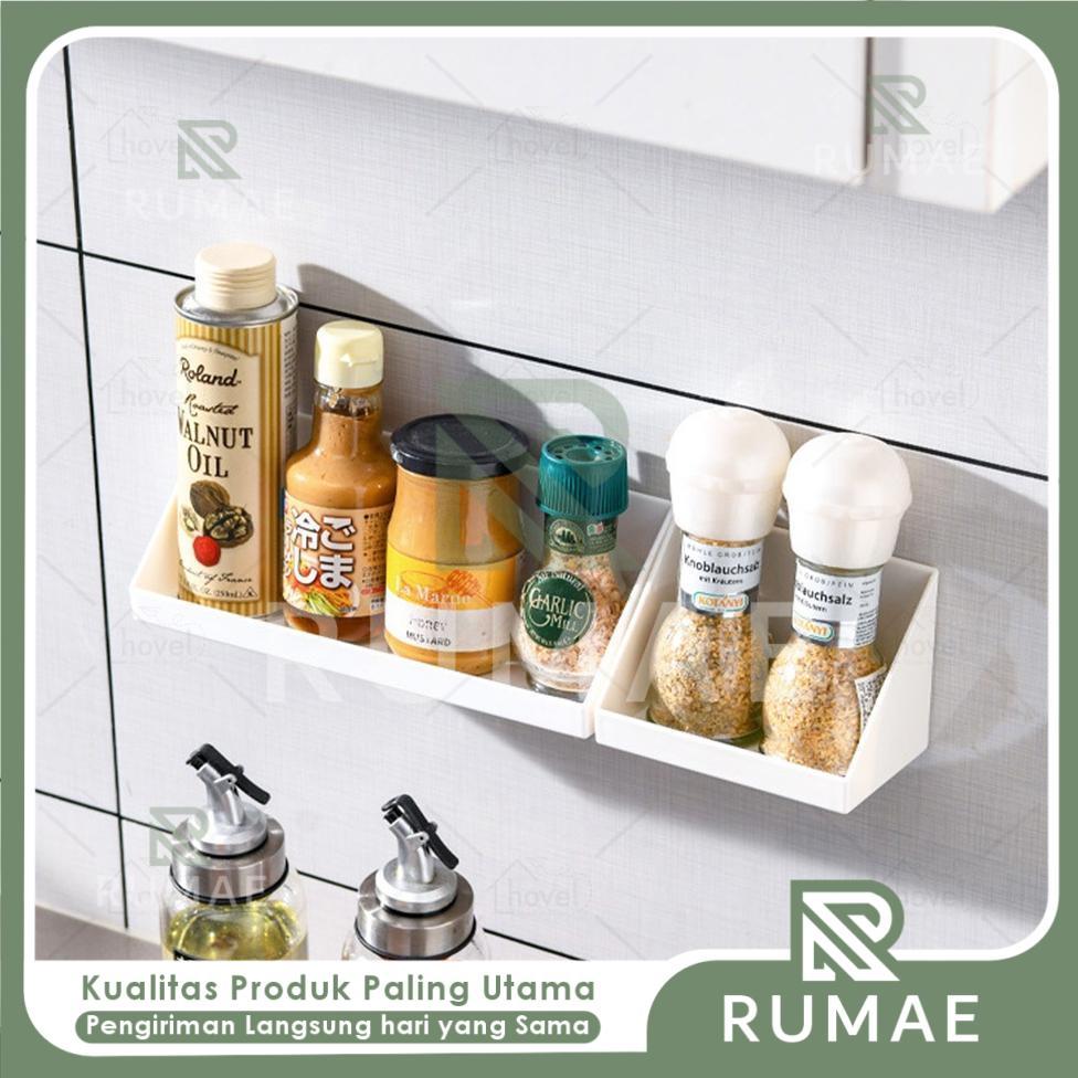 RUMAE Rak Bumbu Dapur Tempel Dinding Organizer Penyimpanan Botol Saus Dan Perlengkapan Masak Untuk D